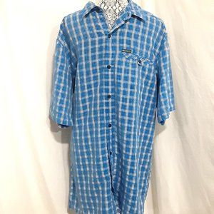 Columbia Blue Plaid Shirt Men Size XL Casual Button Down